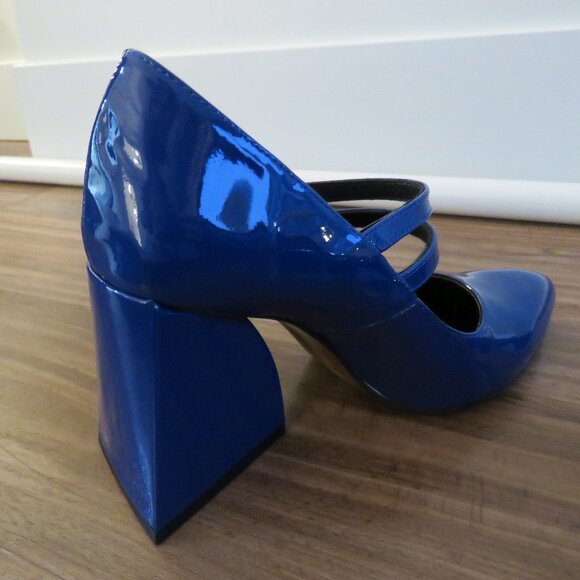 L'INTERVALLE Stefani Blue Patent Leather Block Heel Mary Jane Shoes 38 / 7.5-8 - Picture 13 of 15